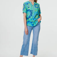 Floral Stud Detail Short Sleeve Blouse