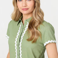 Zig Zag Trim Short Sleeve Shirt