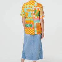Patchwork Print Short Sleeve Boxy Shirt