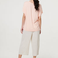 Sparkly Feather Print Relaxed T-Shirt