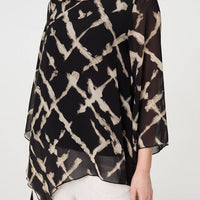 Printed Asymmetric Semi Sheer Tunic Top