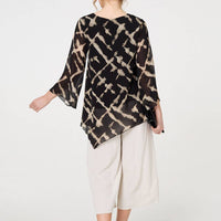 Printed Asymmetric Semi Sheer Tunic Top