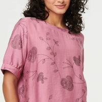 Floral Short Puff Sleeve Blouse Top