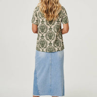 Baroque Print Short Sleeve Relaxed Top