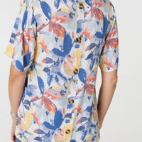 Leaf Print Relaxed Short Sleeve Blouse