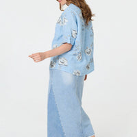 Floral 3/4 Turn-Up Sleeve Blouse