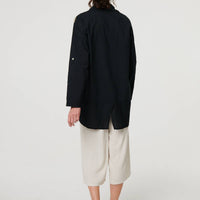 Embroidered 3/4 Turn-Up Sleeve Shirt