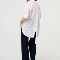 Embroidered 3/4 Turn-Up Sleeve Shirt