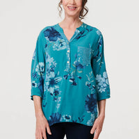 Floral Sequin Detail 3/4 Sleeve Blouse
