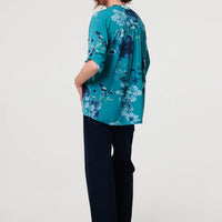 Floral Sequin Detail 3/4 Sleeve Blouse