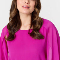 Semi Sheer Cut Out 3/4 Sleeve Blouse