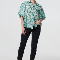 Floral Print 1/2 Puff Sleeve Shirt