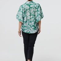 Floral Print 1/2 Puff Sleeve Shirt