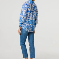 Mosaic Print Puff Sleeve Shirt
