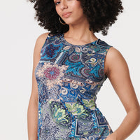 Paisley Sleeveless Round Neck Top
