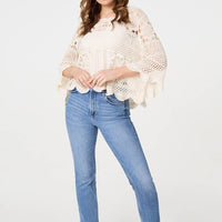 Crochet Lace 3/4 Sleeve Top