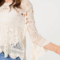 Crochet Lace 3/4 Sleeve Top