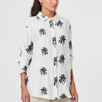 Tropical Print Relaxed Long Sleeve Shirt