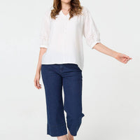 Broderie Anglaise 3/4 Puff Sleeve Blouse