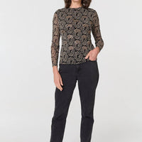 Printed Long Sleeve Fitted Top