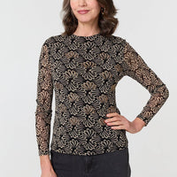 Printed Long Sleeve Fitted Top