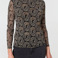 Printed Long Sleeve Fitted Top