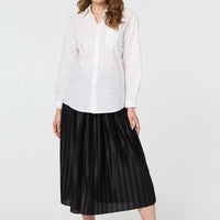 Heart Embroidered Long Sleeve Shirt