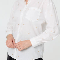 Heart Embroidered Long Sleeve Shirt