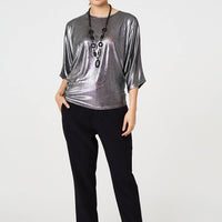 Metallic 3/4 Batwing Sleeve Top