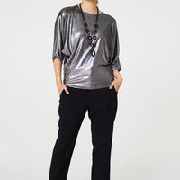 Metallic 3/4 Batwing Sleeve Top