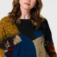 Abstract Long Sleeve Relaxed Knit Top