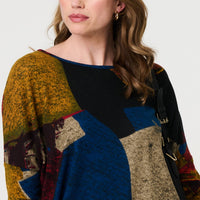 Abstract Long Sleeve Relaxed Knit Top
