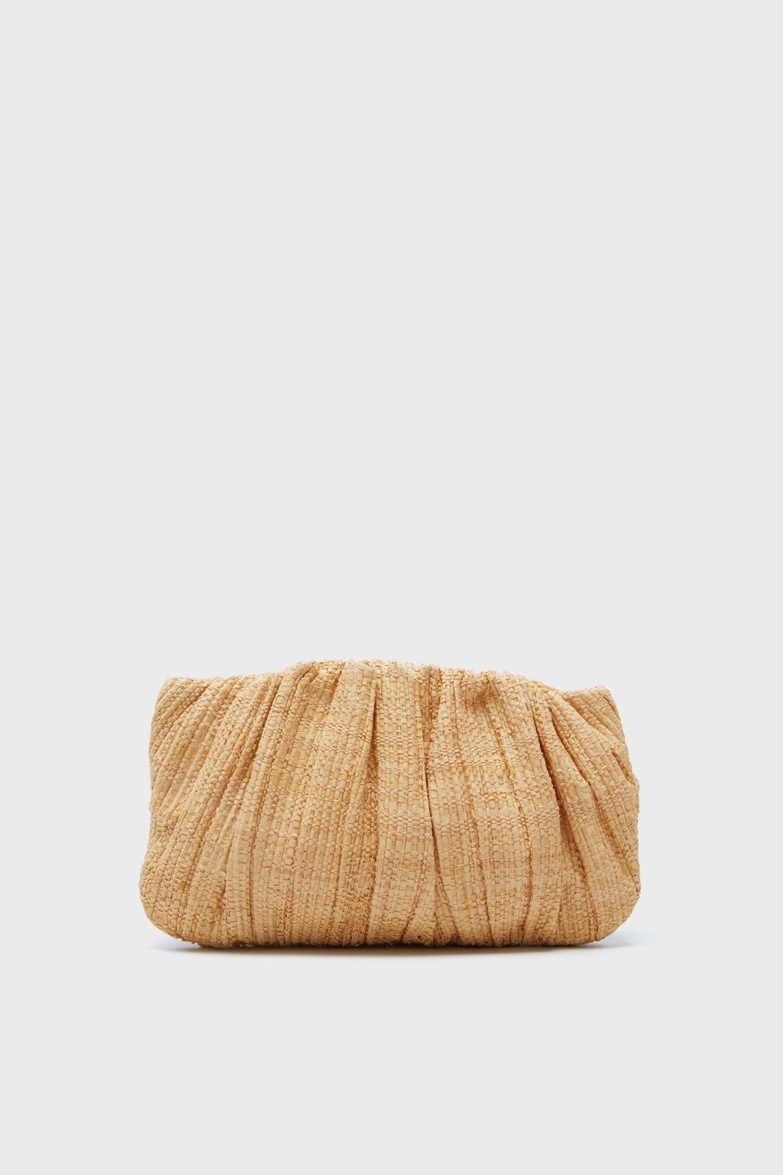Natural Straw Brit Pleated Clutch