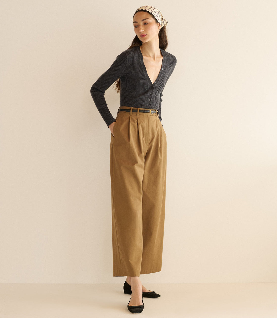 ALBANIE TOP -- CHARCOAL GREY