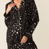 Winter Cloud Jersey PJ Set in Black Stars