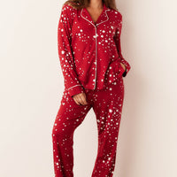 Winter Cloud Jersey PJ Set in Red Stars