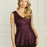 Sparkly Sequin Sleeveless Peplum Top