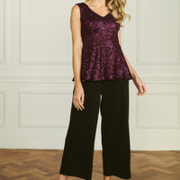 Sparkly Sequin Sleeveless Peplum Top