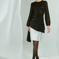 Semi Sheer Sparkly Long Sleeve Blouse