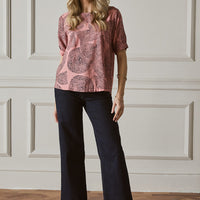Abstract 1/2 Sleeve Relaxed Top