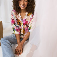 Brushstroke Print 3/4 Sleeve Shirt