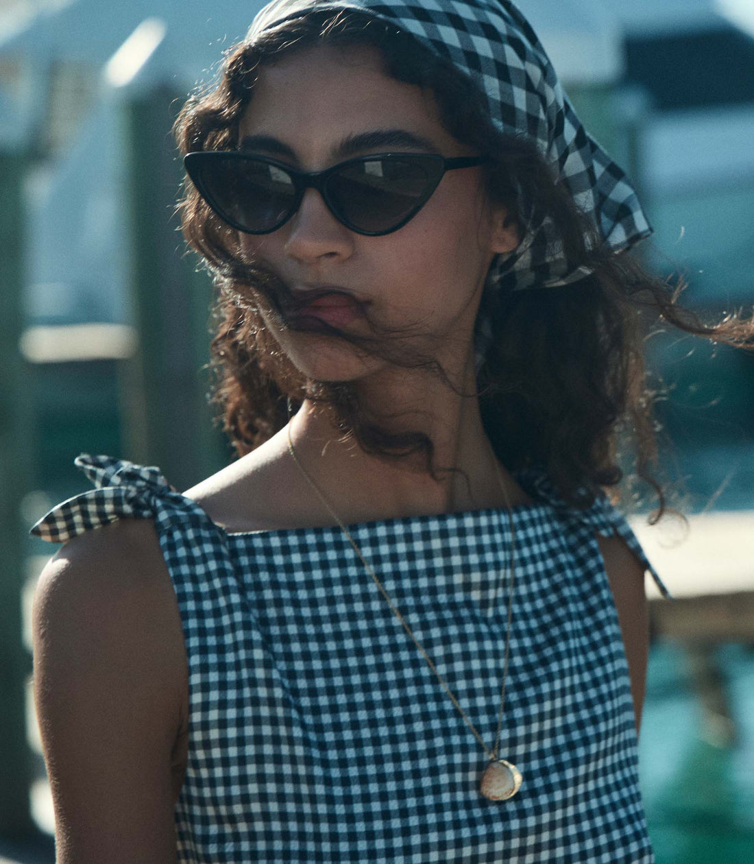 LIRIEL TOP -- NAVY VALENCIA GINGHAM