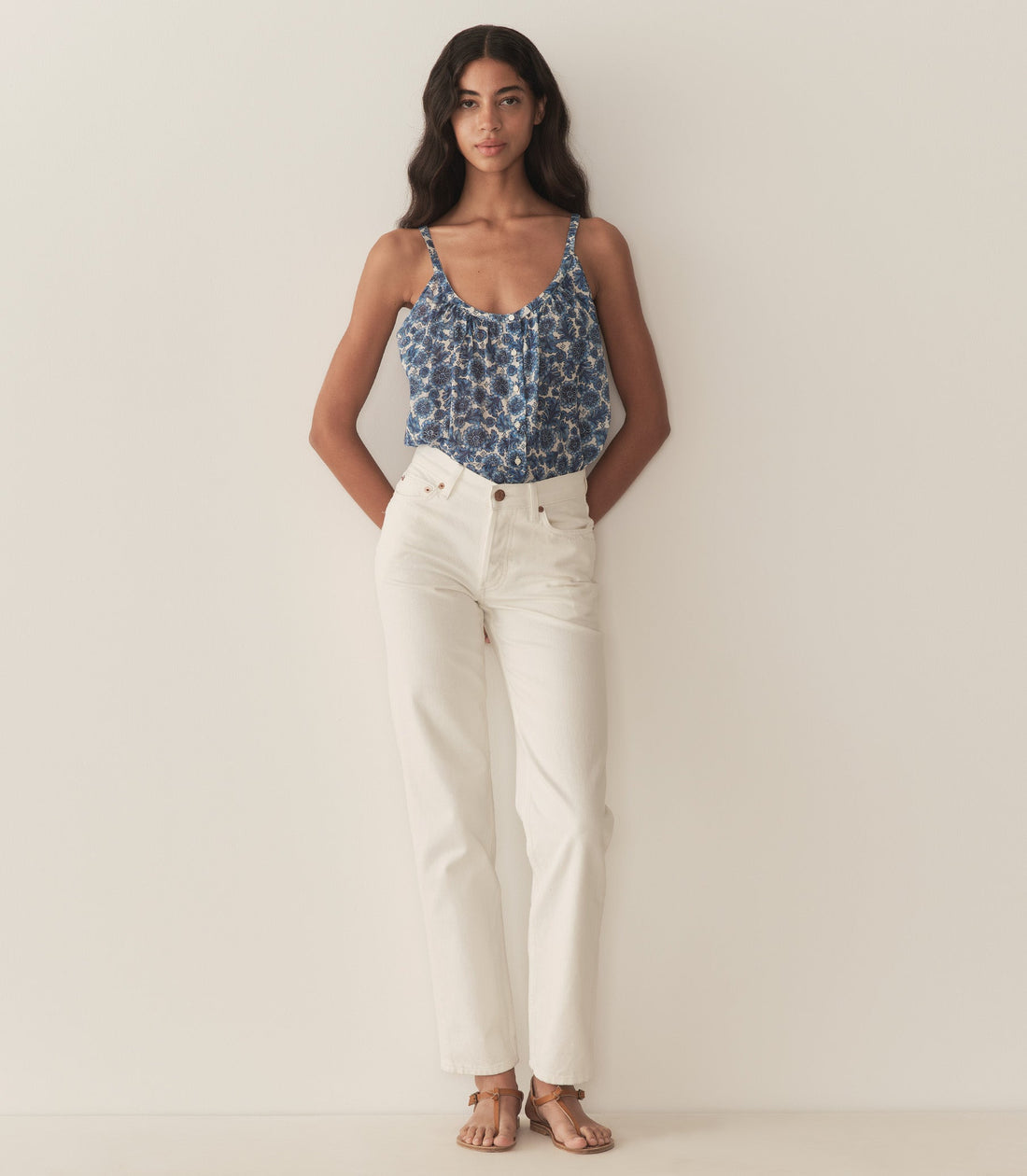 NALINA TOP -- BLEU SOLEIL FLEURIT