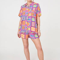 Patchwork Print Short Sleeve Shirt