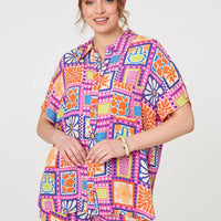 Patchwork Print Short Sleeve Shirt