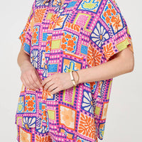 Patchwork Print Short Sleeve Shirt