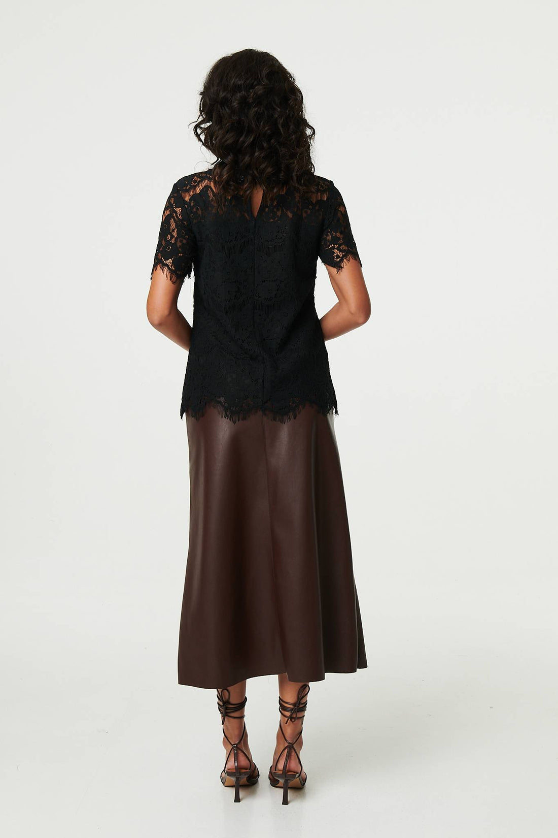 Lace Overlay Short Sleeve Blouse