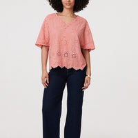 Broderie Anglaise Angel Sleeve Blouse