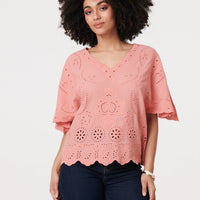 Broderie Anglaise Angel Sleeve Blouse