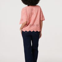 Broderie Anglaise Angel Sleeve Blouse